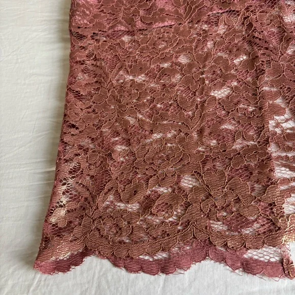 Dress the Population Mauve Gold Lace Leilani Illusion Hem Midi Dress • Size XL - Picture 13 of 16